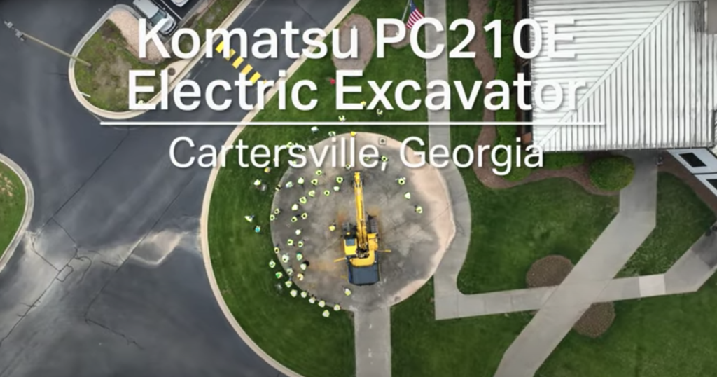 A Komatsu PC210E Electric Excavator in Cartersville Georgia made by the video creation team